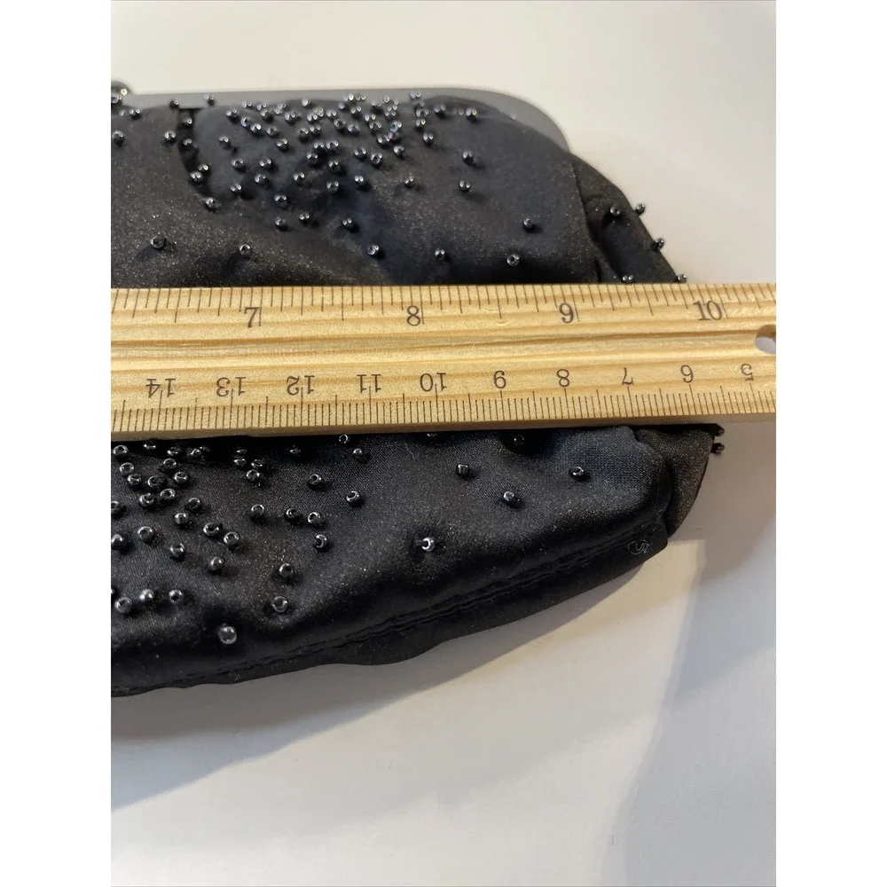 Express Black Bead Clutch Wedding Eventing Handbags Black Beaded Purse EUC G84‎
